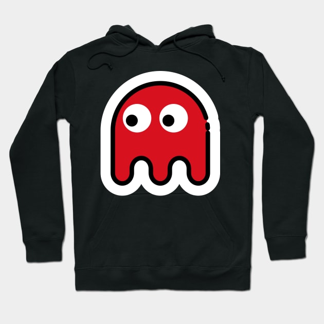 Red Ghost // Line Art Sticker Hoodie by Pulpixel